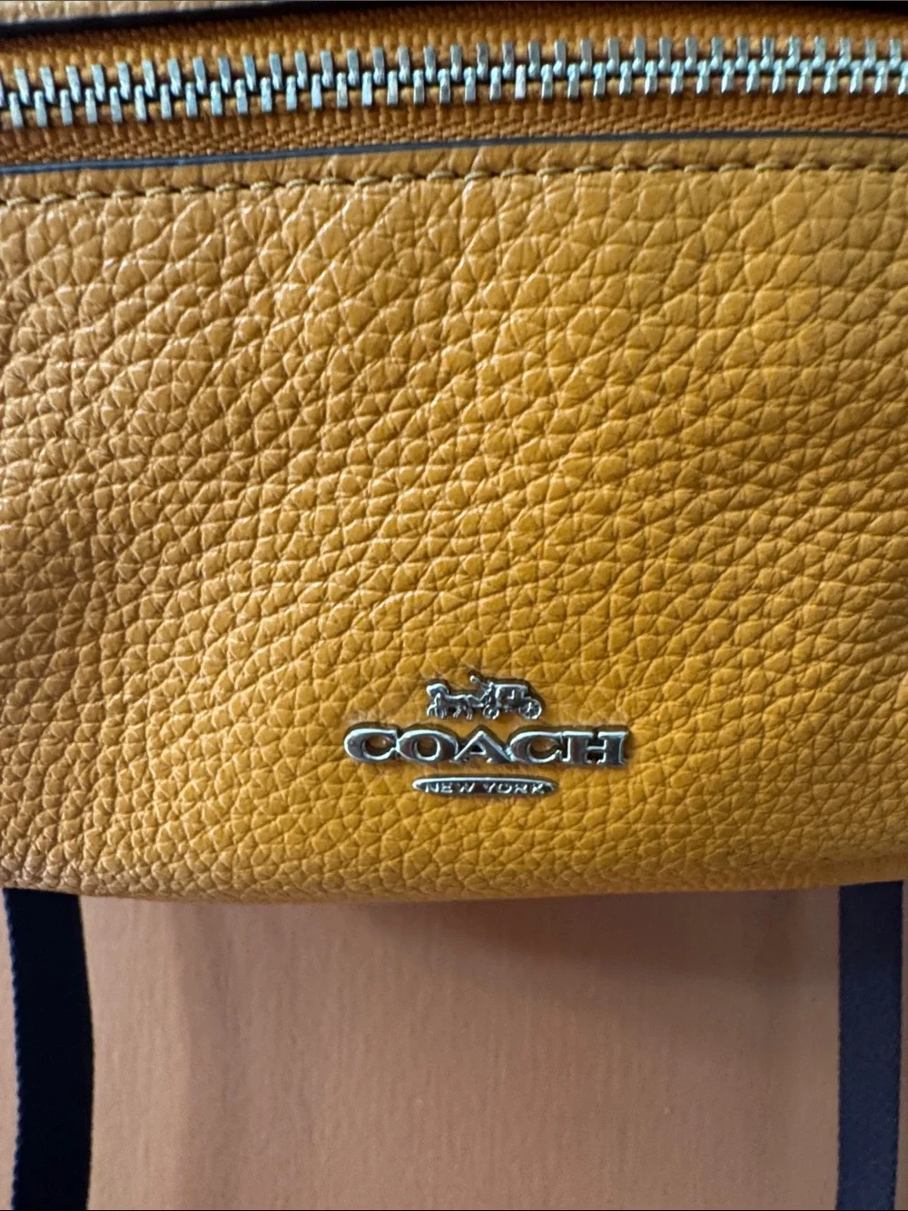 Coach Mini Pebbled Leather Backpack Mustard Yellow / Honey –good Condition